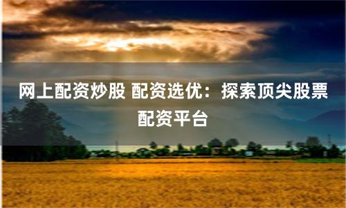 网上配资炒股 配资选优：探索顶尖股票配资平台