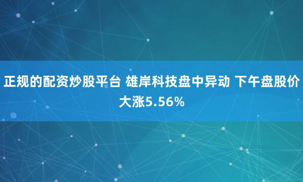正规的配资炒股平台 雄岸科技盘中异动 下午盘股价大涨5.56%