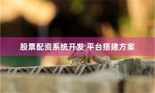股票配资系统开发 平台搭建方案